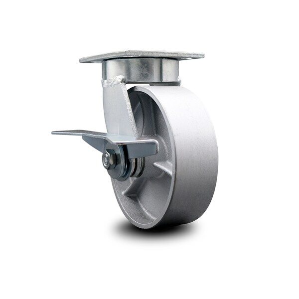 Service Caster 6 Inch Kingpinless Semi Steel Wheel Swivel Caster with Brake SCC-KP30S620-SSR-SLB - main
